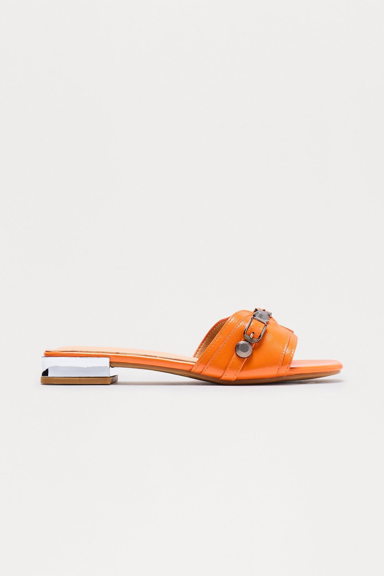 Sajie Hardware Slip On Sandals - Orange Product Image