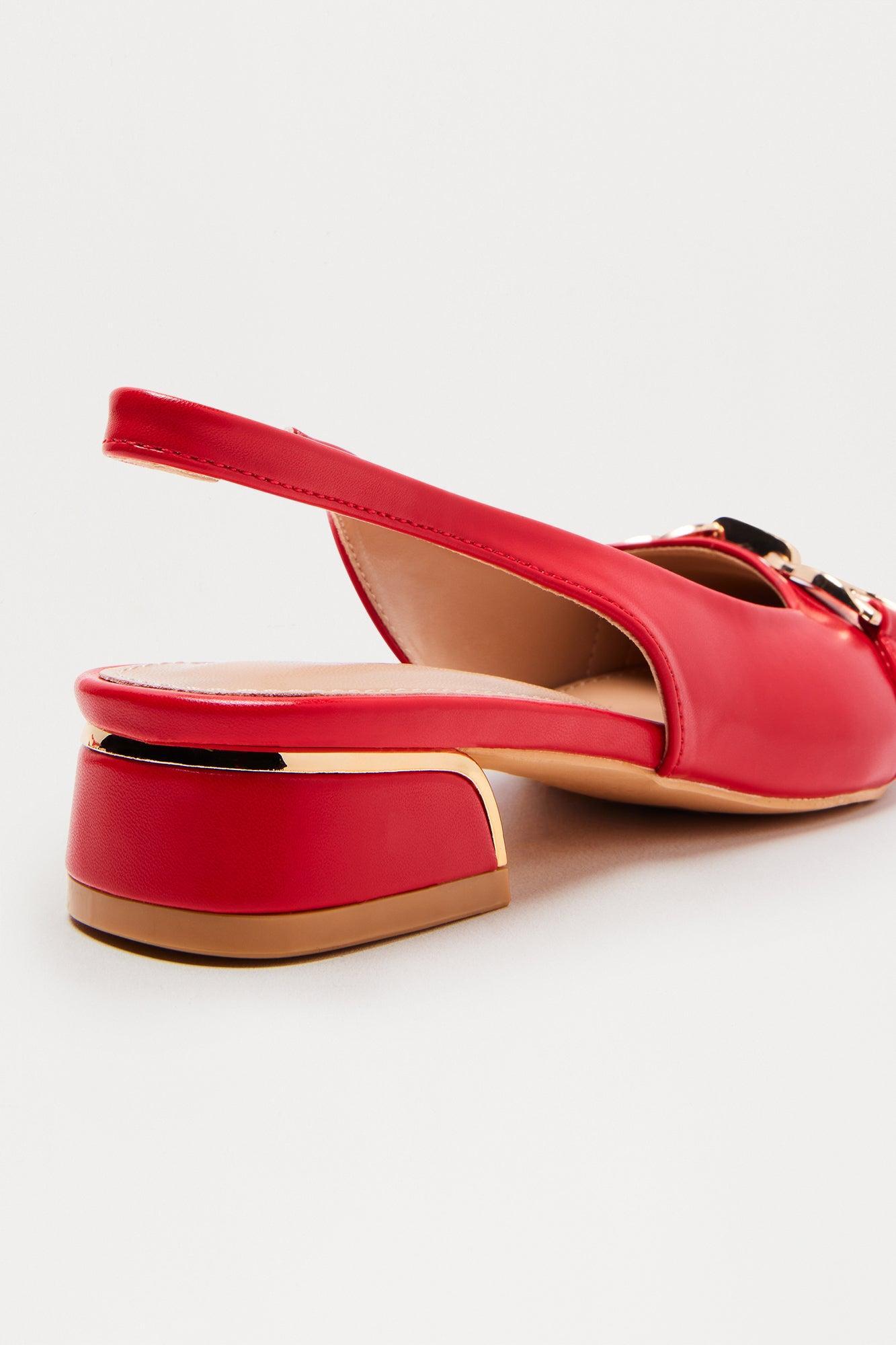 Hilly Hardware Slingback Flats - Red Product Image