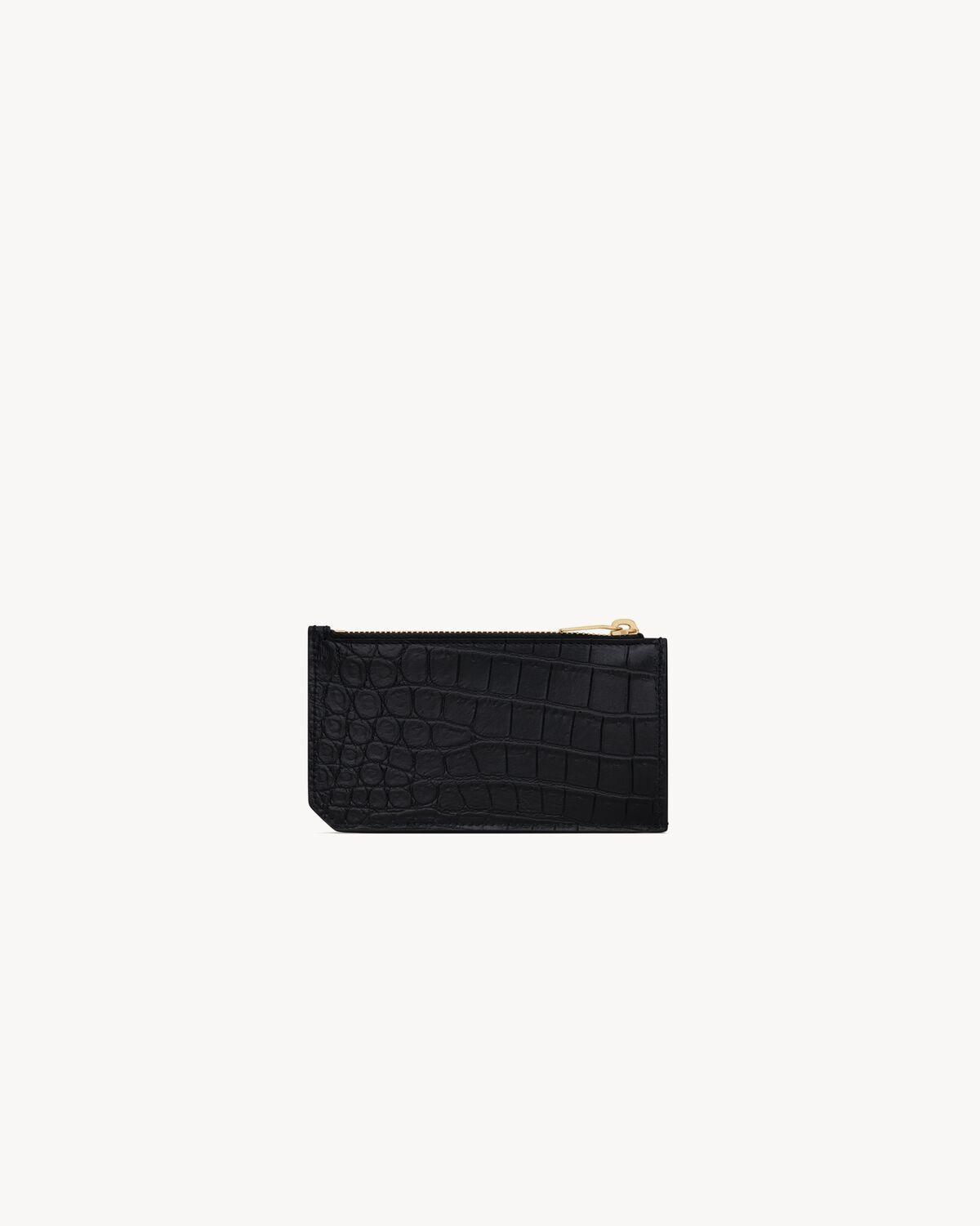 TINY CASSANDRE FRAGMENTS zip card case in crocodile-embossed matte leather | Saint Laurent | YSL.com Product Image