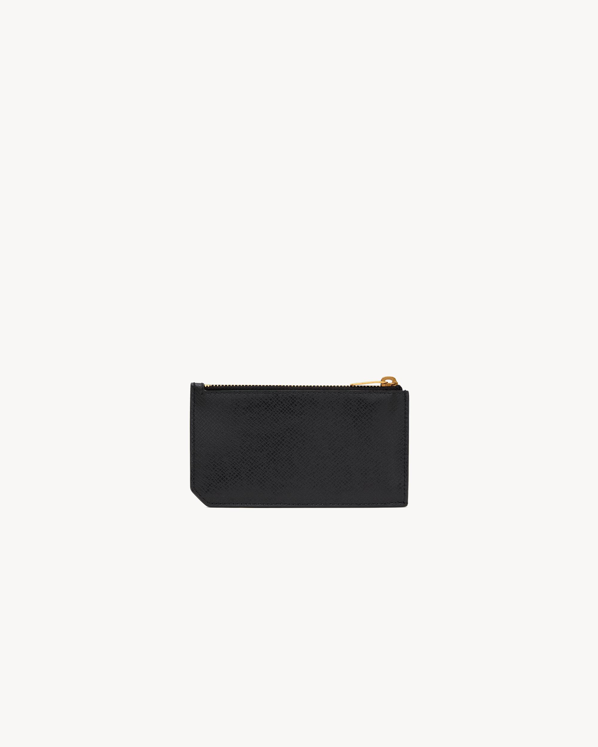 Saint Laurent Paris FRAGMENTS zip card case in coated bark leather Product Image