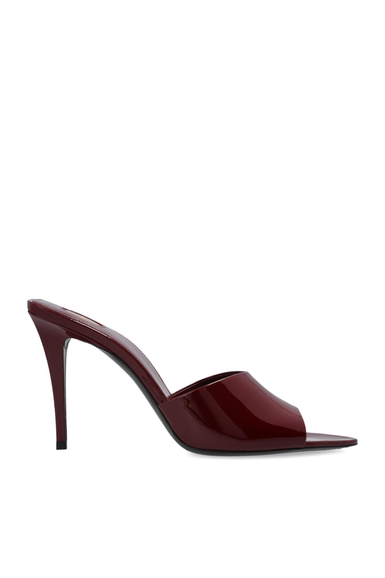 SAINT LAURENT Romy Patent-leather Mules In Red Product Image