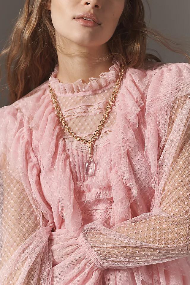 By Anthropologie Long-Sleeve Ruffle Sheer Blouse Product Image