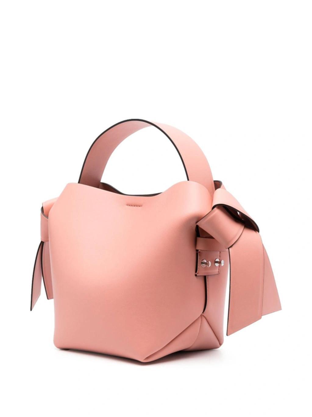ACNE STUDIOS Mini Musubi Leather Top Handle Bag In Salmon Pink Product Image