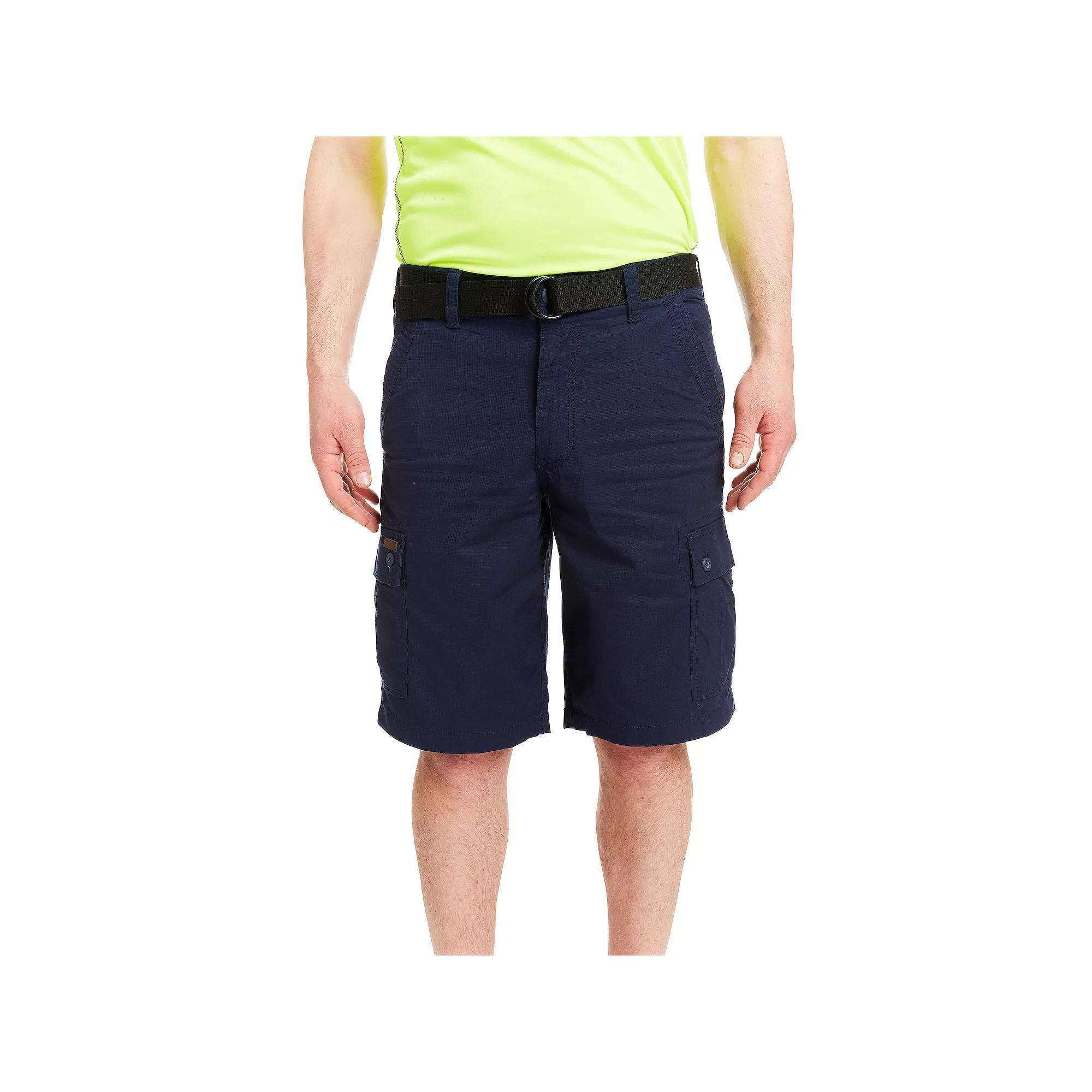 Men's Smith's Workwear Mini-Ripstop Belted Cargo Shorts, Size: 38, Blue Product Image