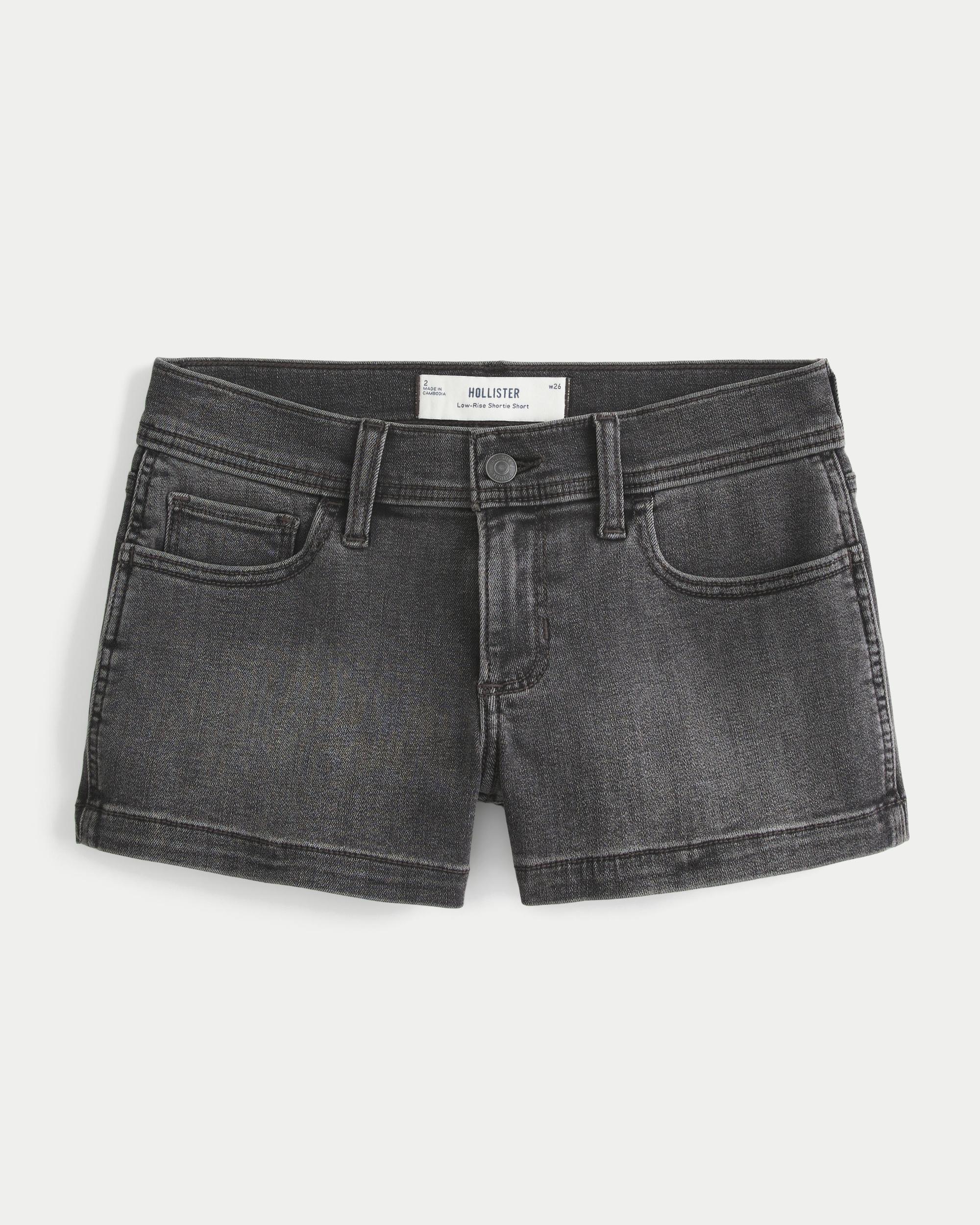 Washed Black Denim Shortie Shorts Product Image