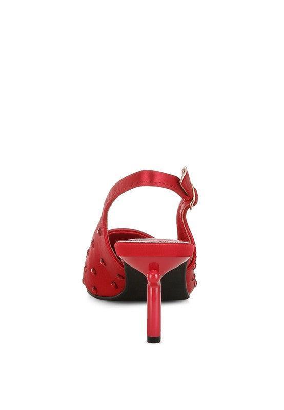 Dasavla Heart-Shaped Rhinestone Studded Slingbacks Product Image