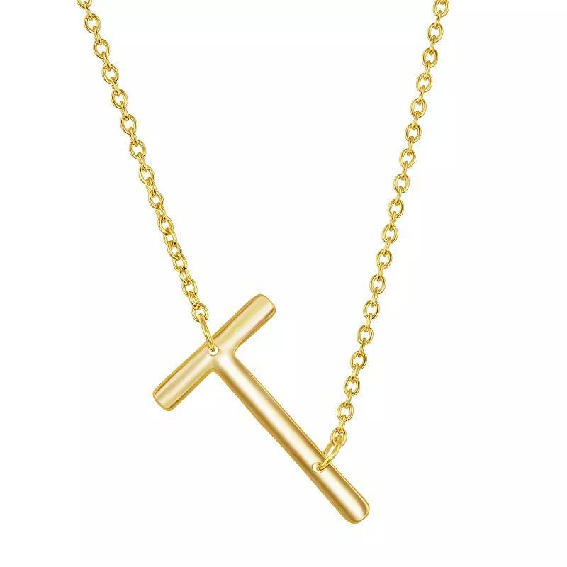 Sterling Silver Sideways Initial Necklace, Women's, Size: 16-18" ADJ, Gold Tone Z Product Image