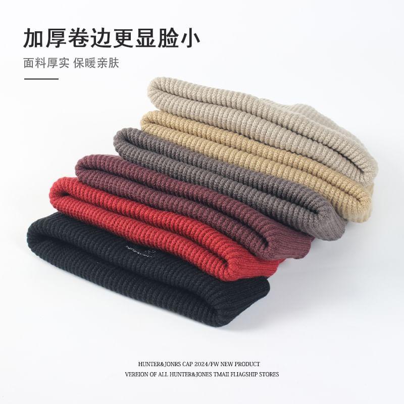 Number Embroidered Knit Beanie Product Image