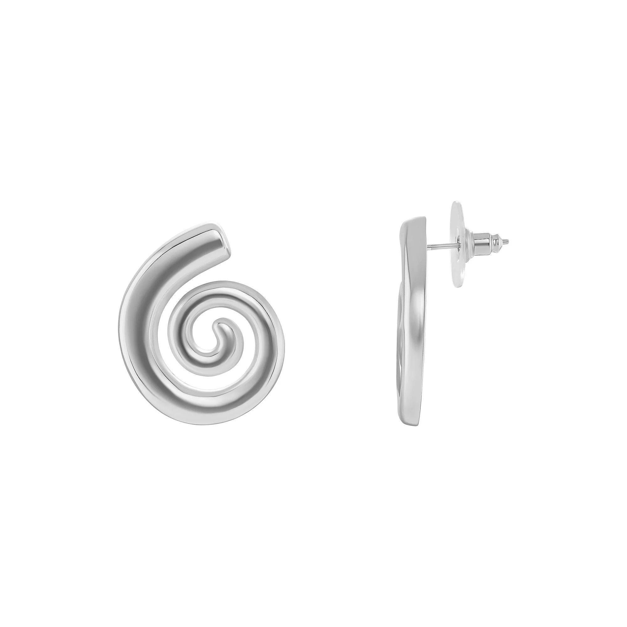 Emberly Polished Swirl Stud Earrings, Women's, Gray Product Image