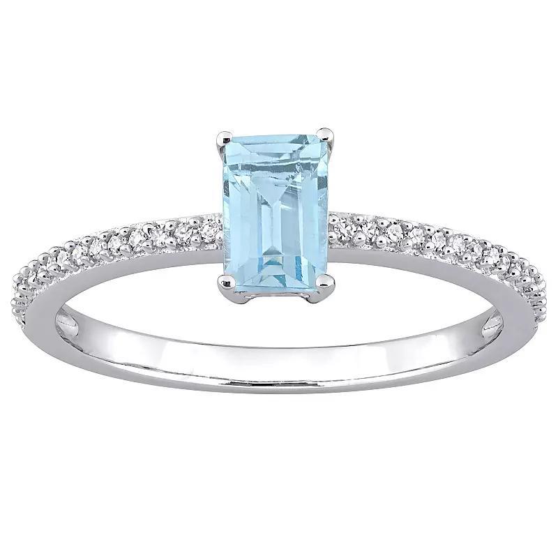 Stella Grace 10k White Gold Blue Topaz & Diamond Accent Promise Ring, Women's, Size: 8.50 Product Image