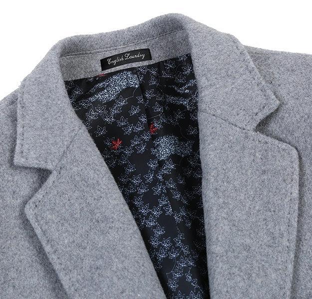 English Laundry Light Gray Fall/Winter Essential Slim Fit Overcoat Wool Blend Product Image