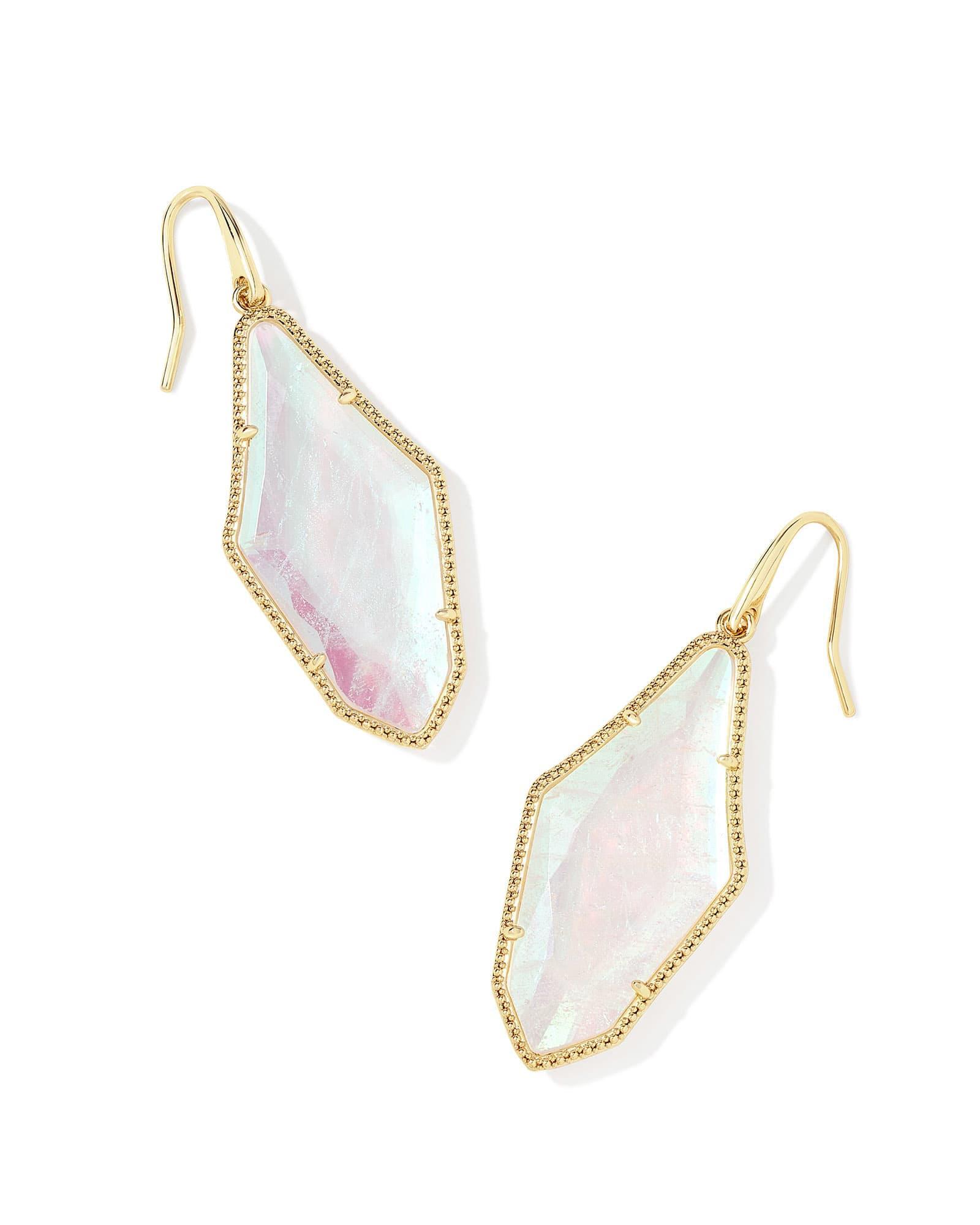 Evelyn Gold Drop Earrings in Rock Crystal Dichoric Product Image