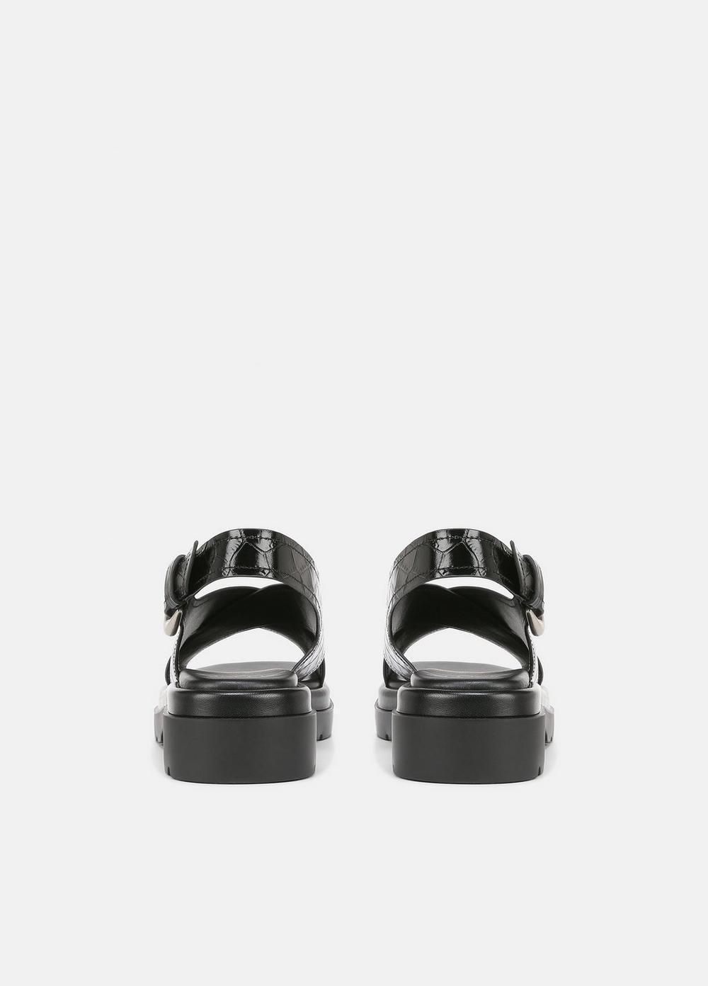 Helena Croc-Embossed Leather Lug-Sole Sandal Product Image