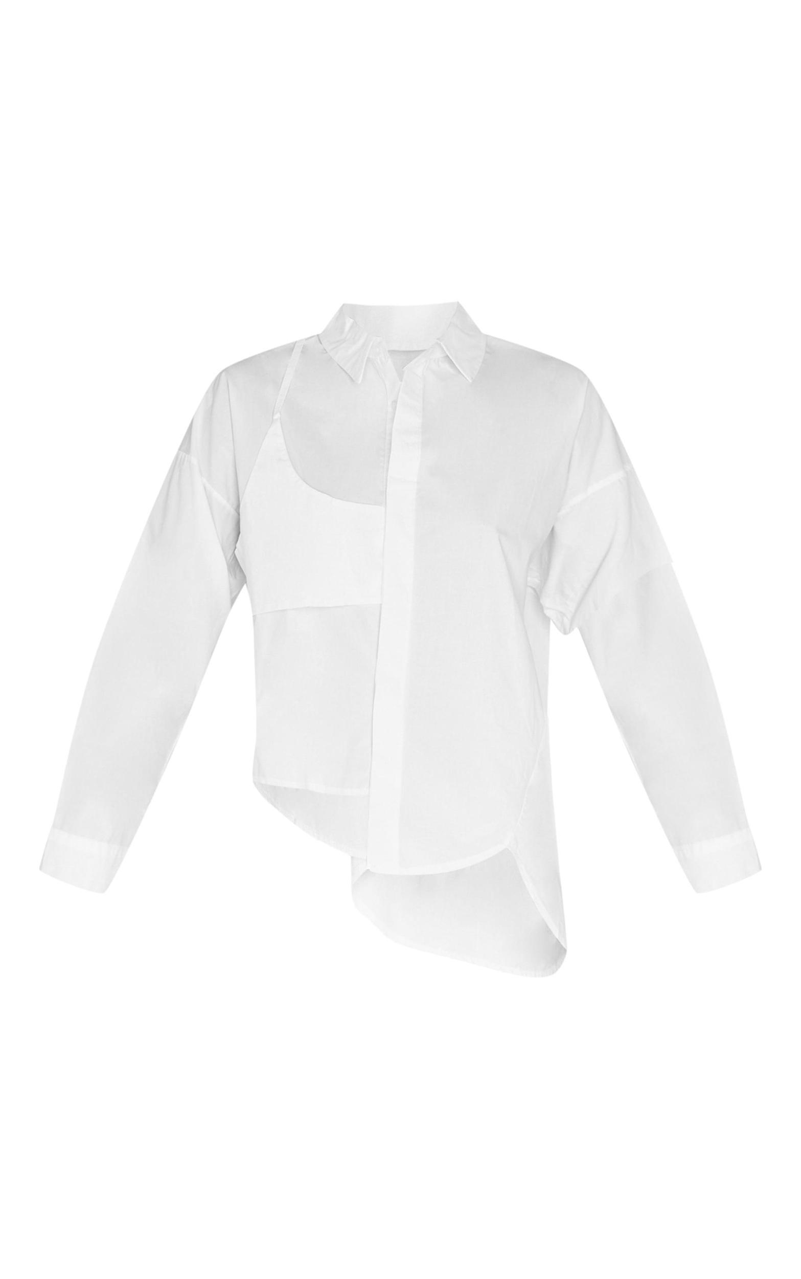  White Oversized Asymmetric Strap Detail Shirt Product Image