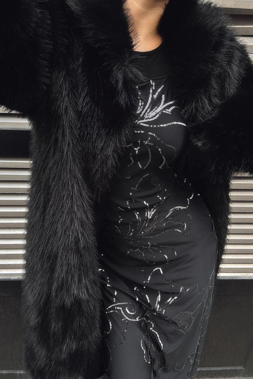Pattern Sequin Maxi Dress Black Product Image