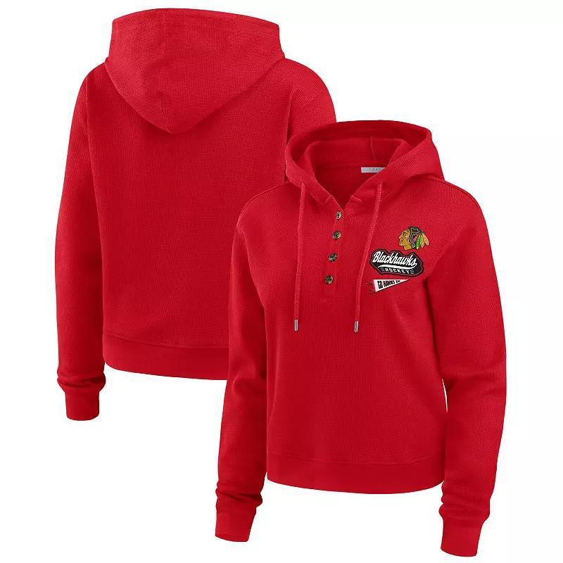 Women's WEAR by Erin Andrews  Red New Jersey Devils Waffle-Knit Pullover Hoodie, Size: XL, Nhl Red Product Image