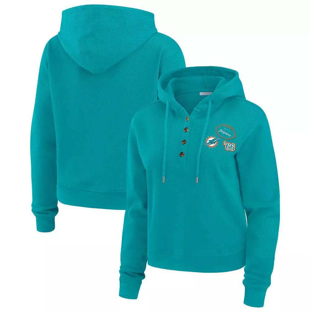 Women's WEAR by Erin Andrews  Royal Buffalo Bills Waffle Hoodie Pullover Top, Size: 2XL, Blue Product Image