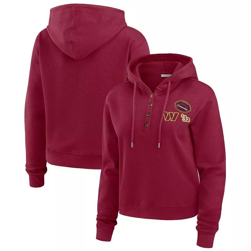 Women's WEAR by Erin Andrews  Royal Buffalo Bills Waffle Hoodie Pullover Top, Size: 2XL, Blue Product Image