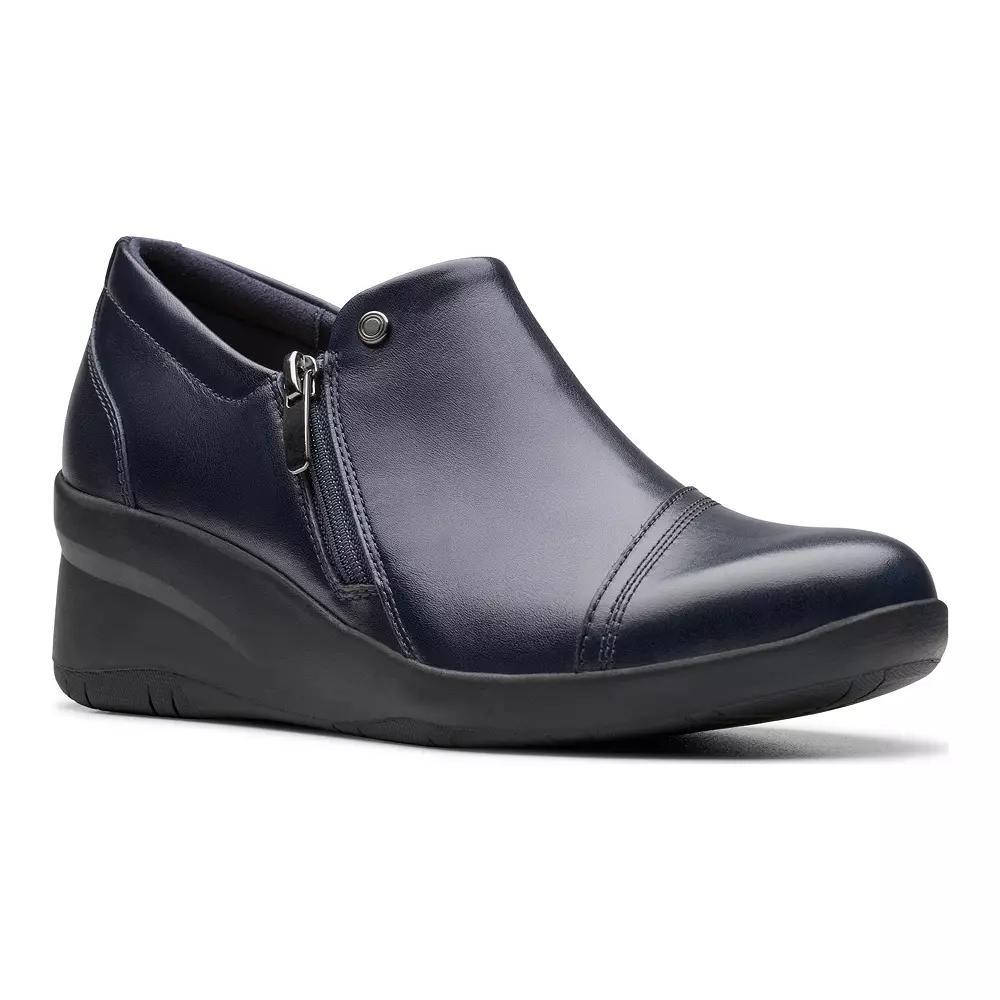 Clarks® Suttyn Zip Women's Leather Wedge Shoes, Size: 11, Blue Product Image