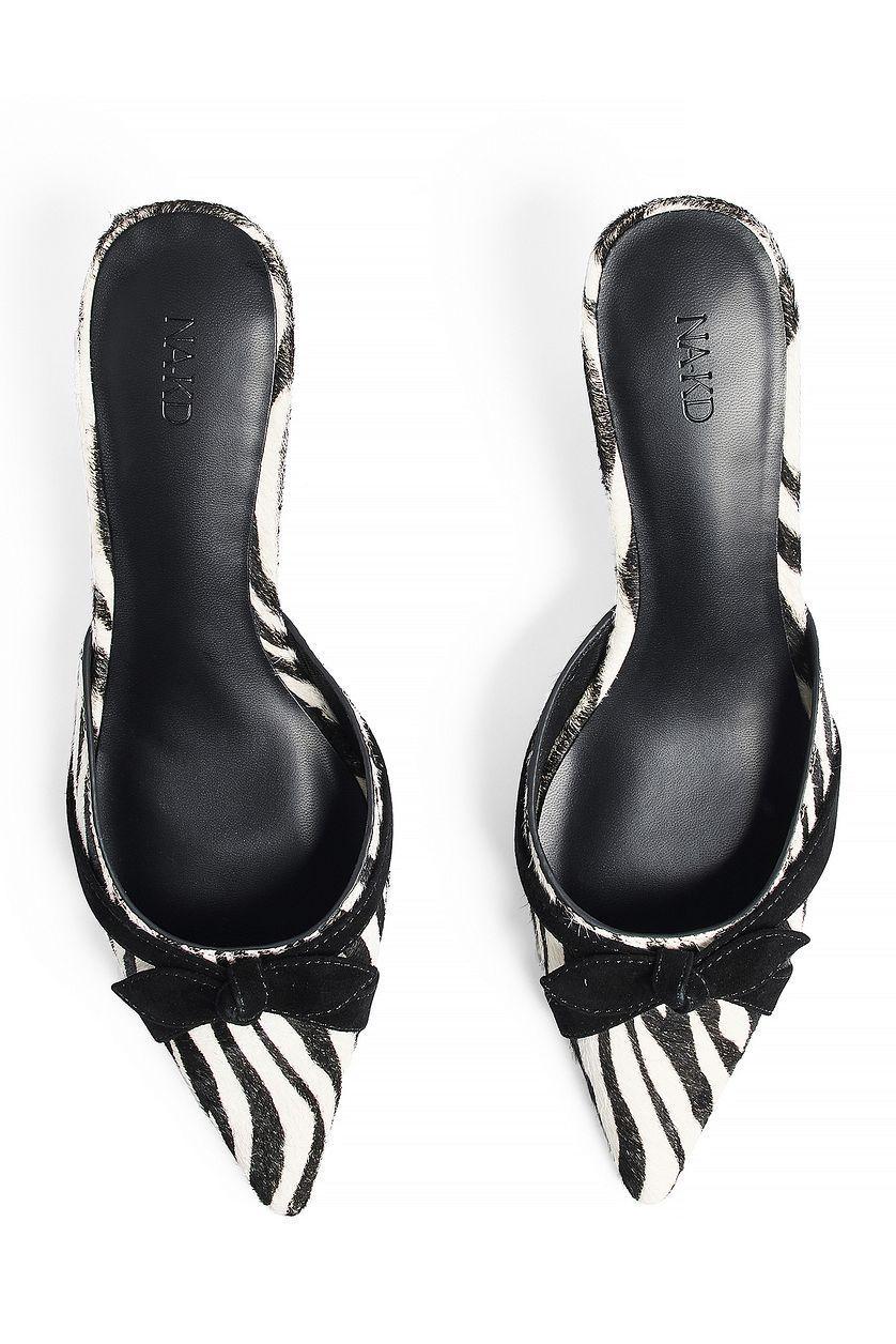 Printed Leather Bow Kitten Heels Product Image