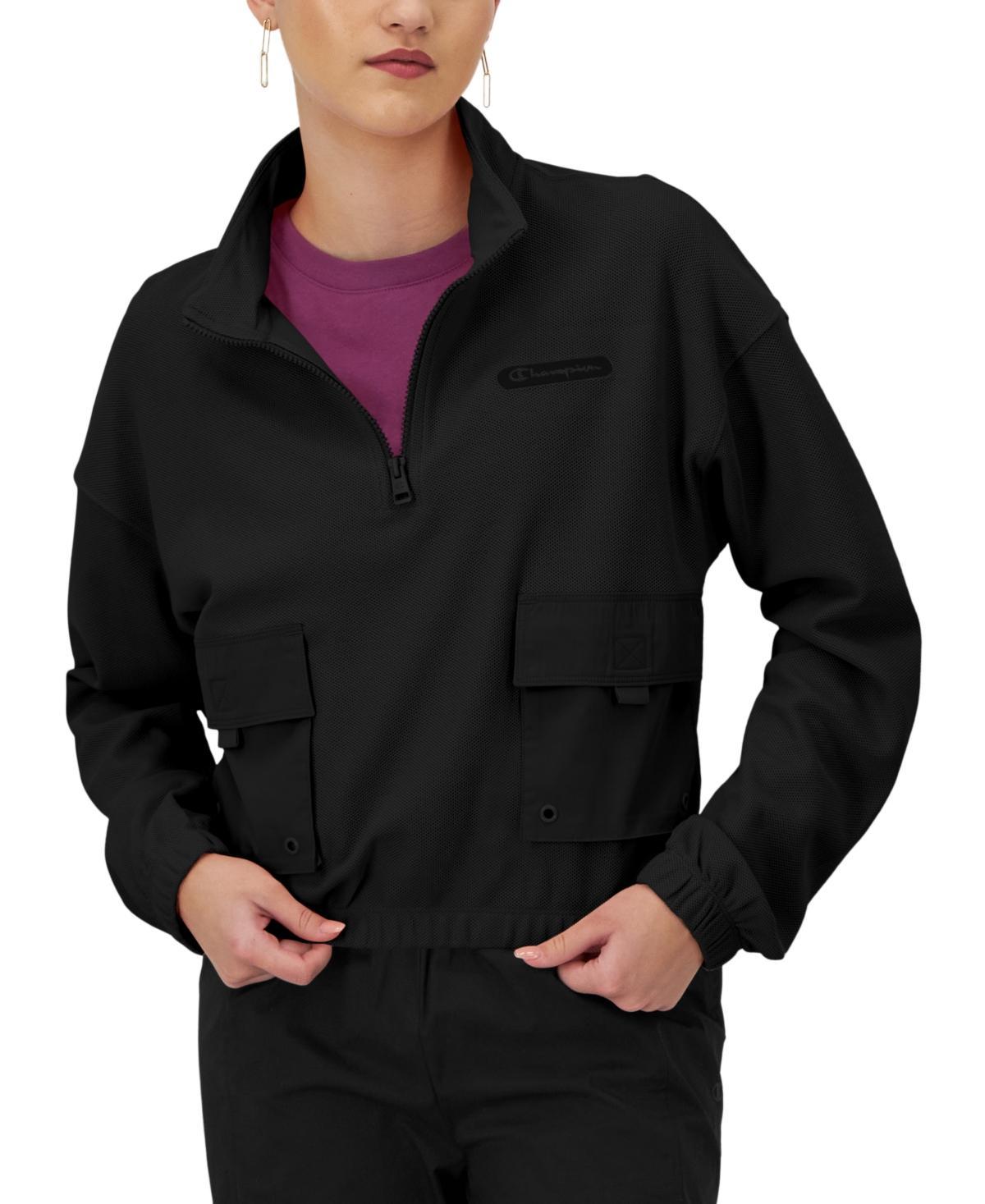 Women's Champion® Campus Pique 1/4-Zip Pullover, Size: XXL, Black Product Image