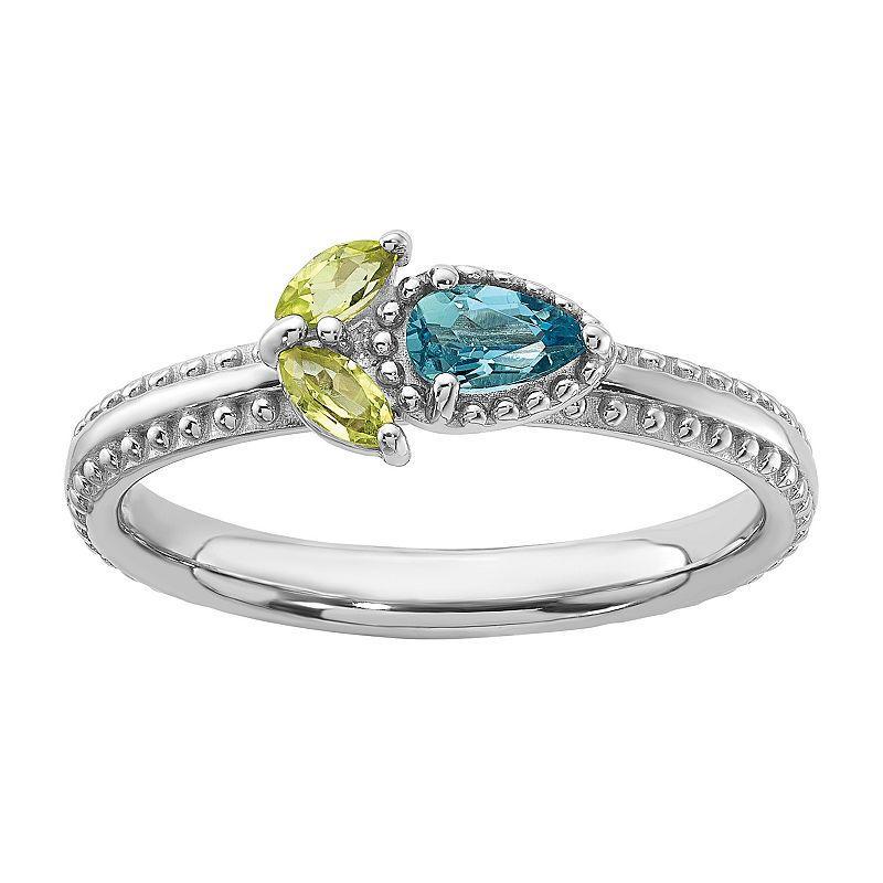 Stacks & Stones Sterling Silver Gemstone Flower Stackable Ring, Women's, Size: 7, Citrine Product Image
