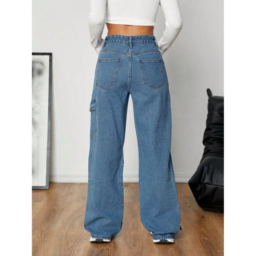 High Waist Bow Wide Leg Jeans Product Image