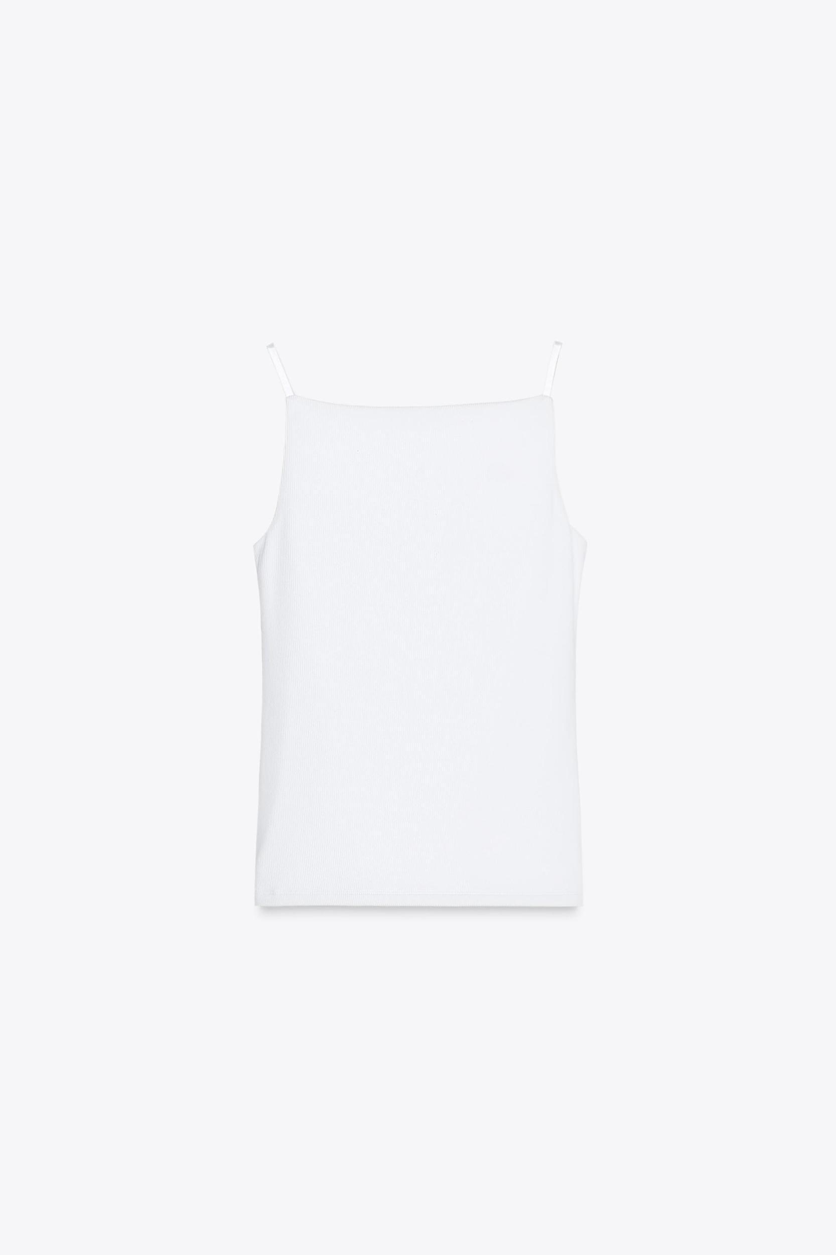 RIB KNIT POLYAMIDE STRAPPY TOP Product Image