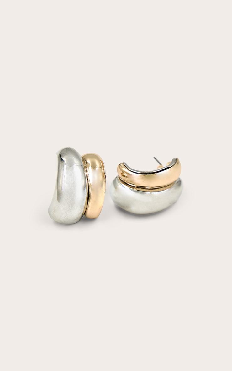 Gold Double Contrast Hoop Earrings Product Image