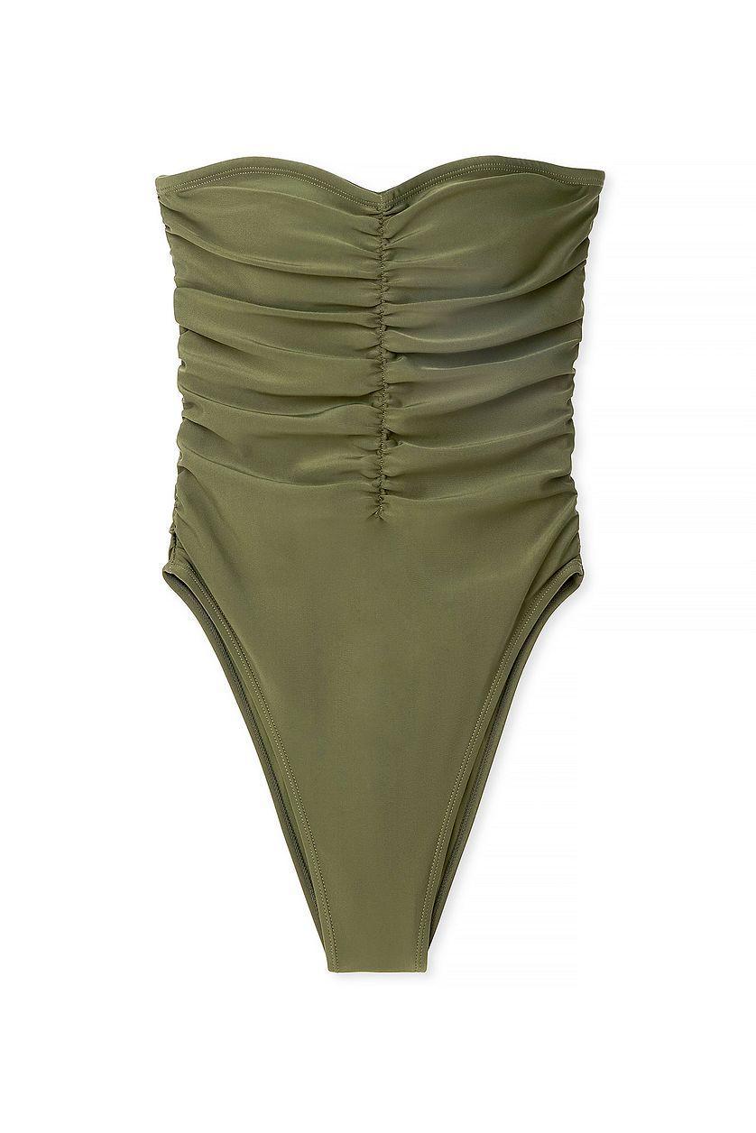 Draped High Leg Bandeau Swimsuit Product Image