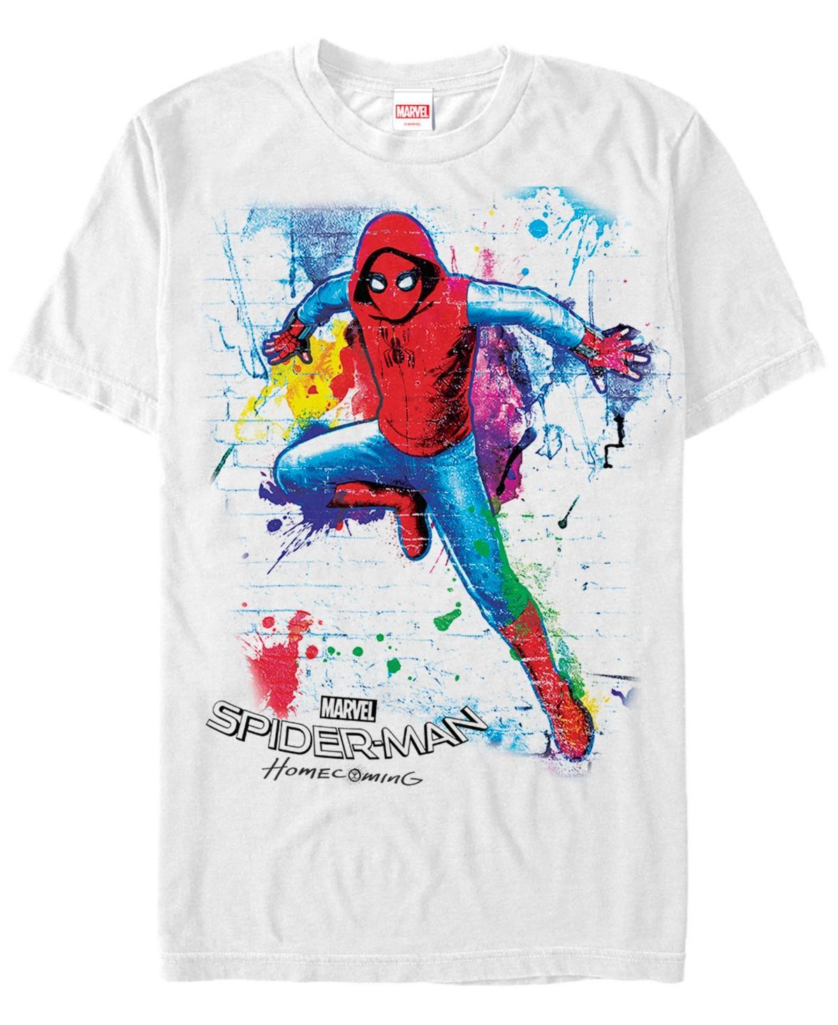 Men's Spider-Man Wall Hang Paint Splatter Tee, Size: Large, White Product Image