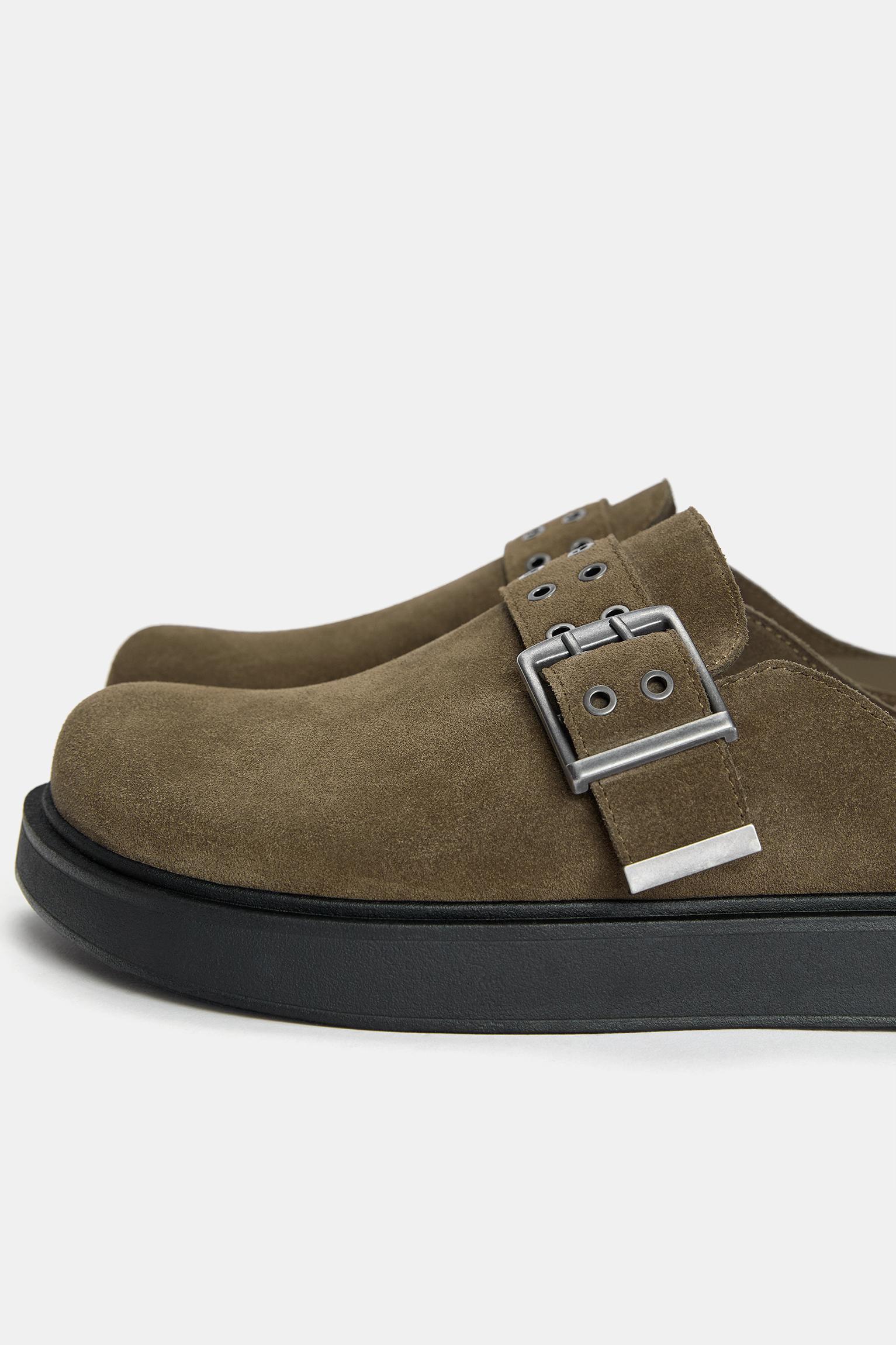 Leather clogs with buckle Product Image