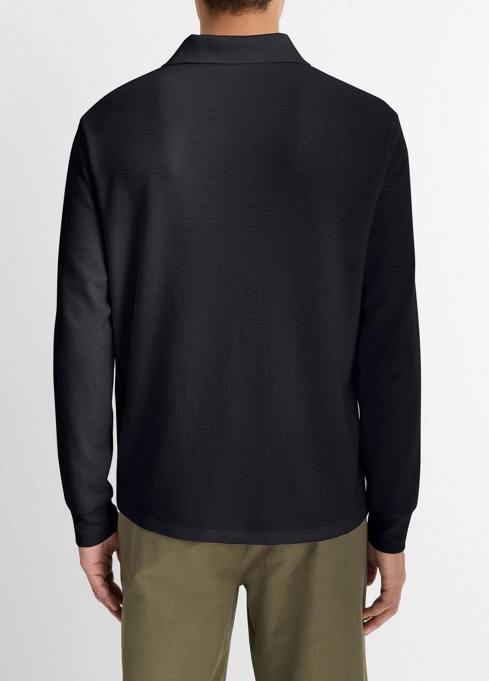 Mens Double-Face Cotton-Blend Long-Sleeve Polo Shirt, Coastal Blue/ultramarine, Size M Vince Product Image