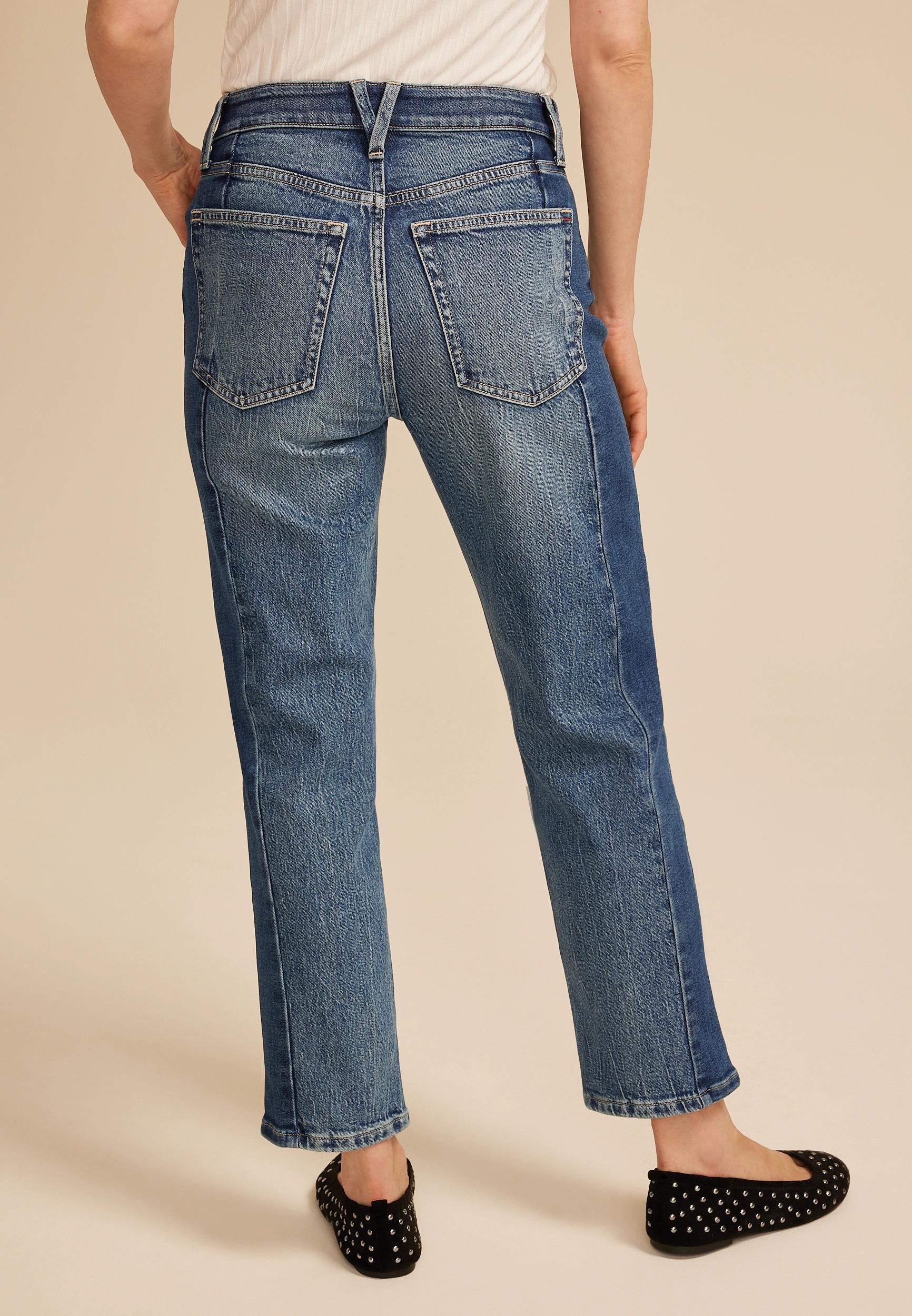 edgely™ High Rise Two Tone Pieced Tapered Ankle Jean Product Image