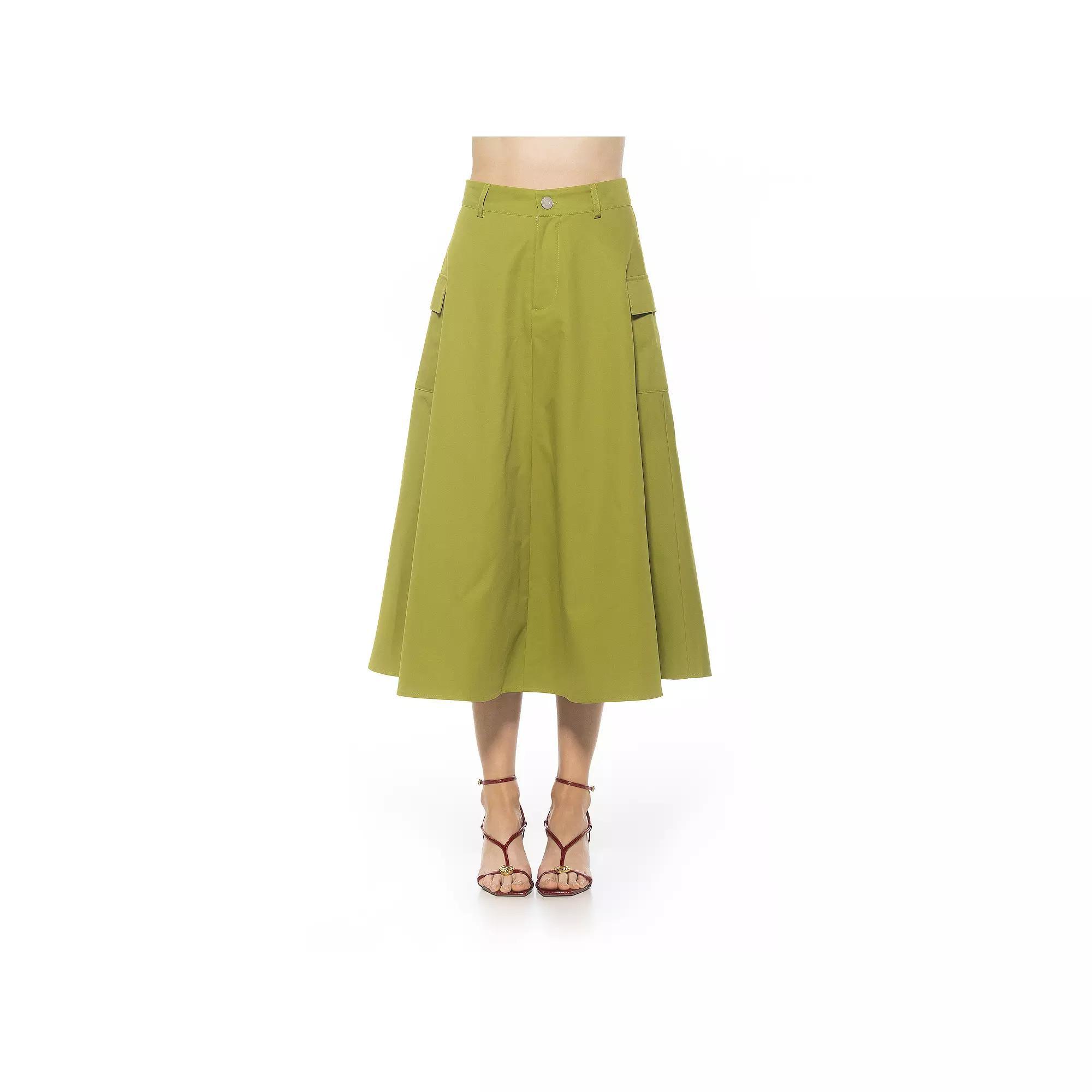 Women's ALEXIA ADMOR Cargo Belted Midi Skirt, Size: 14, Green Product Image