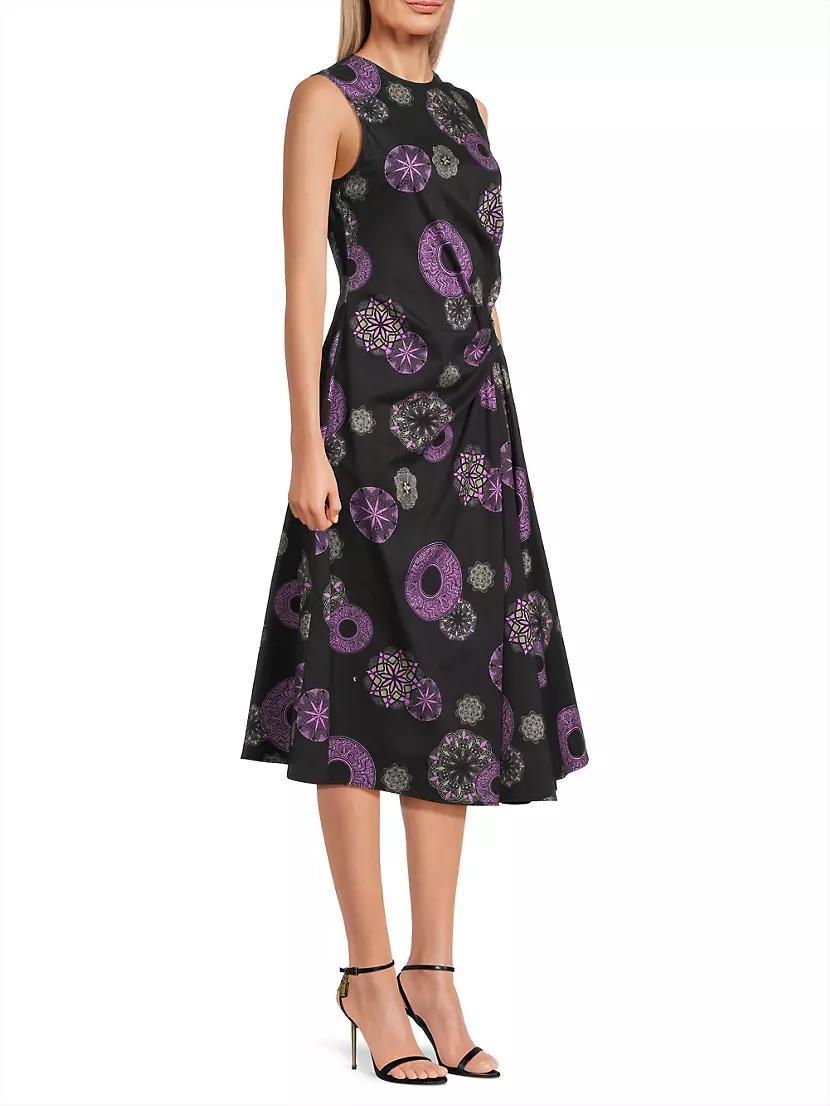Ikiagi Geometric Cotton-Silk Sleeveless Midi-Dress Product Image