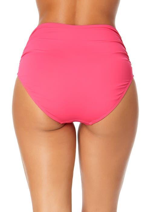 Anne Cole Women's Live In Color Convertible High Waist Shirred Swim Bottom in Pink at Nordstrom, Size Large Product Image