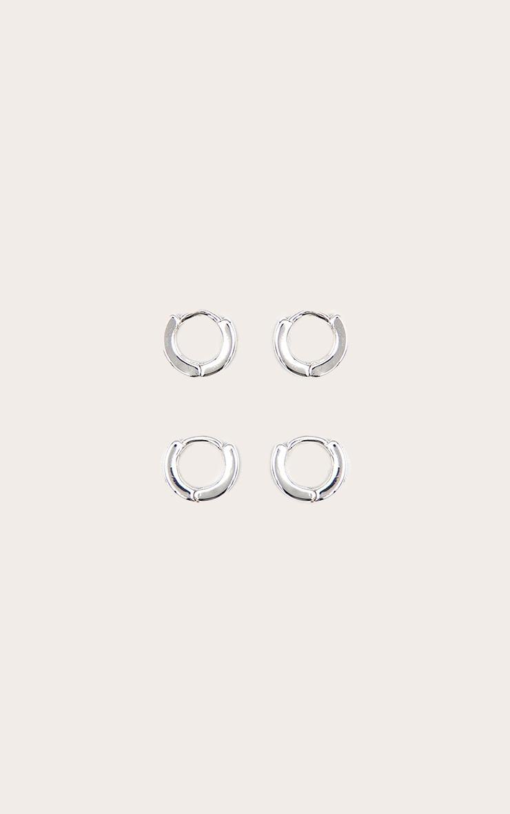 Real Silver Plated Dainty Huggie 2 Pack Hoop Earrings Product Image