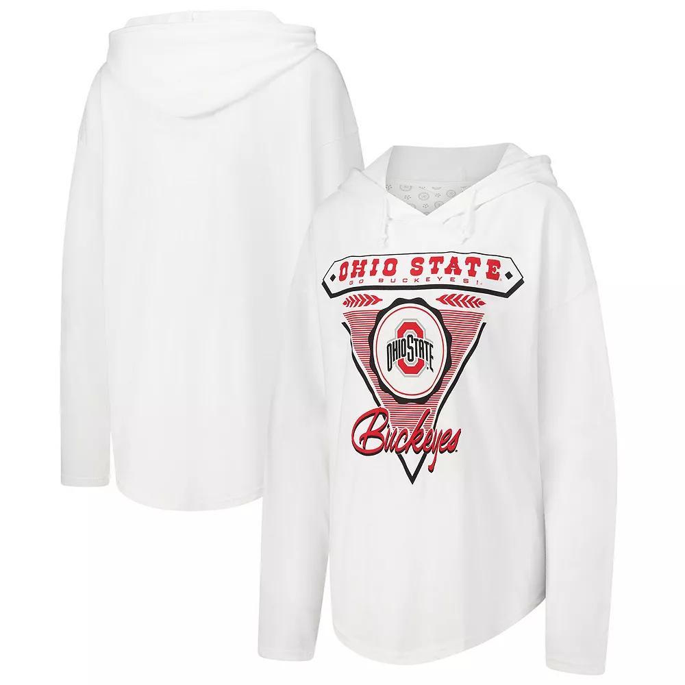 Women's Pressbox White Ohio State Buckeyes San Bruno Hoodie Long Sleeve T-Shirt, Size: Medium Product Image