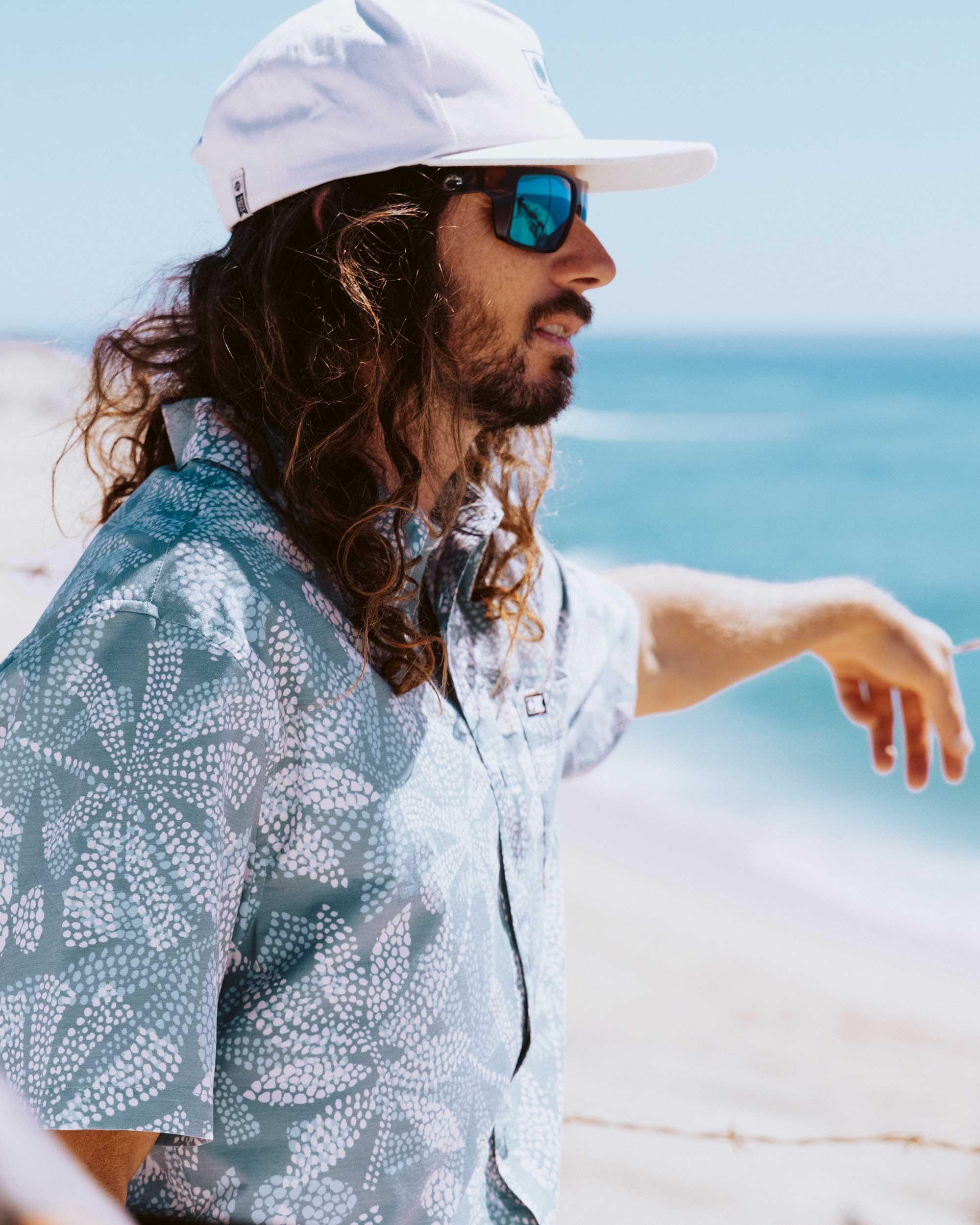 Drifter UV Button Up - Atlantic Green Male Product Image