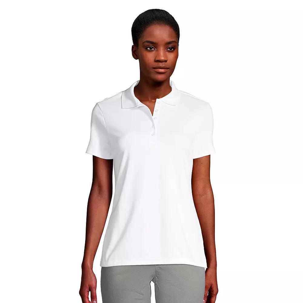 Petite Lands' End Supima Cotton Short Sleeve Polo Shirt, Women's, Size: Medium Petite, Black Product Image