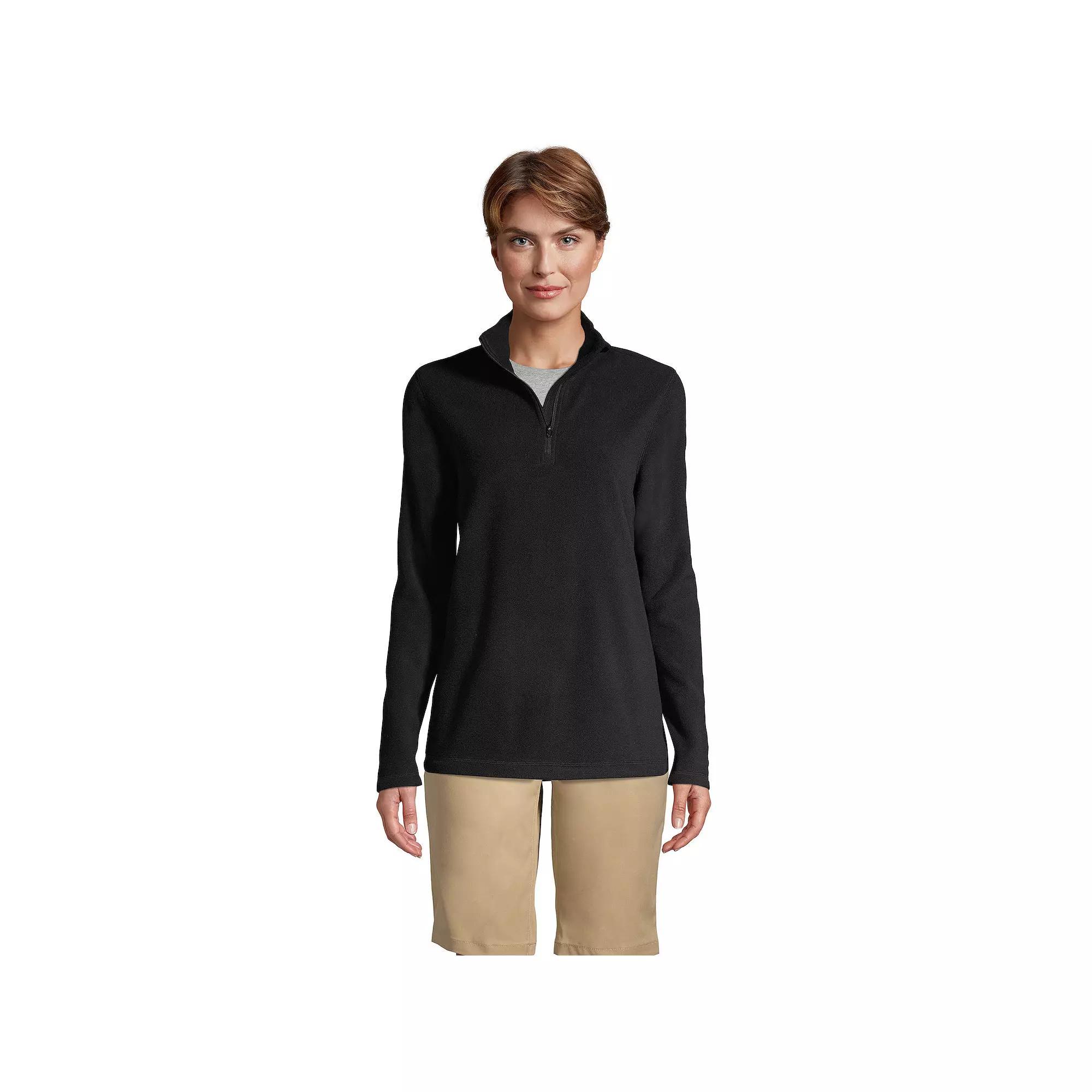 Women's Lands' End Lightweight Fleece Quarter Zip Pullover, Size: Medium, Red Product Image