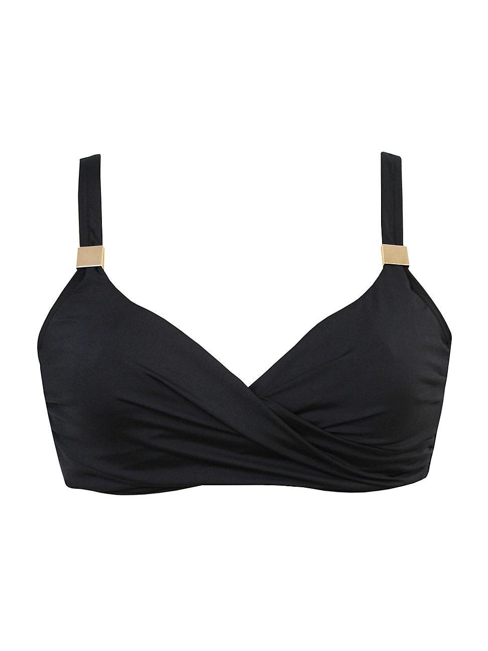 Womens Surplice Shirred Bikini Top Product Image