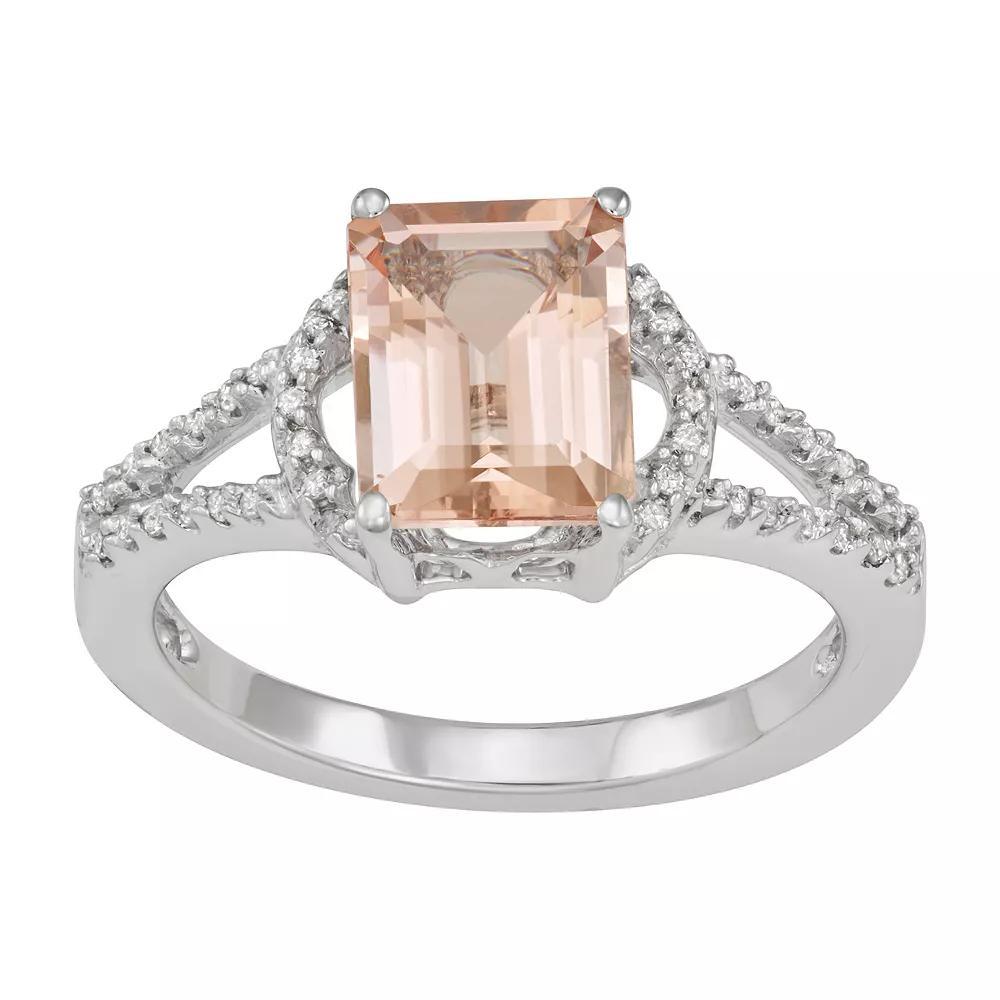 14k White Gold 2 1/3 Carat T.W. Diamond & Morganite Ring, Womens Product Image