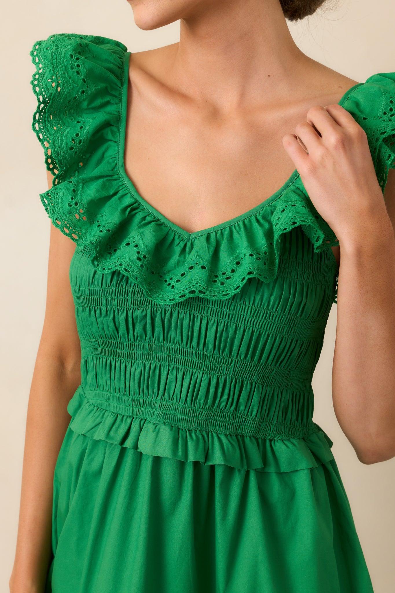 Patio Sunsets Cotton Green Maxi Dress Product Image