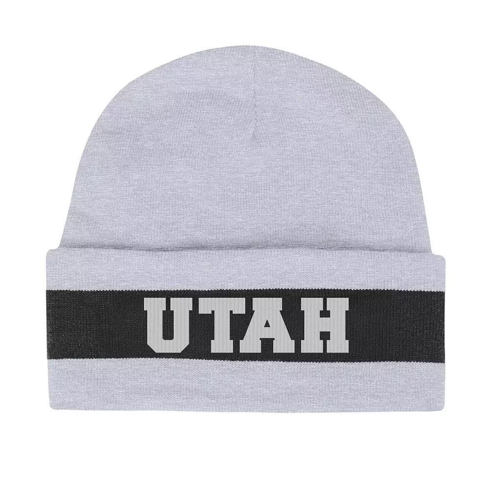 Men's Under Armour  Gray Utah Utes Jacquard Cuffed Knit Hat, Ute Grey Product Image