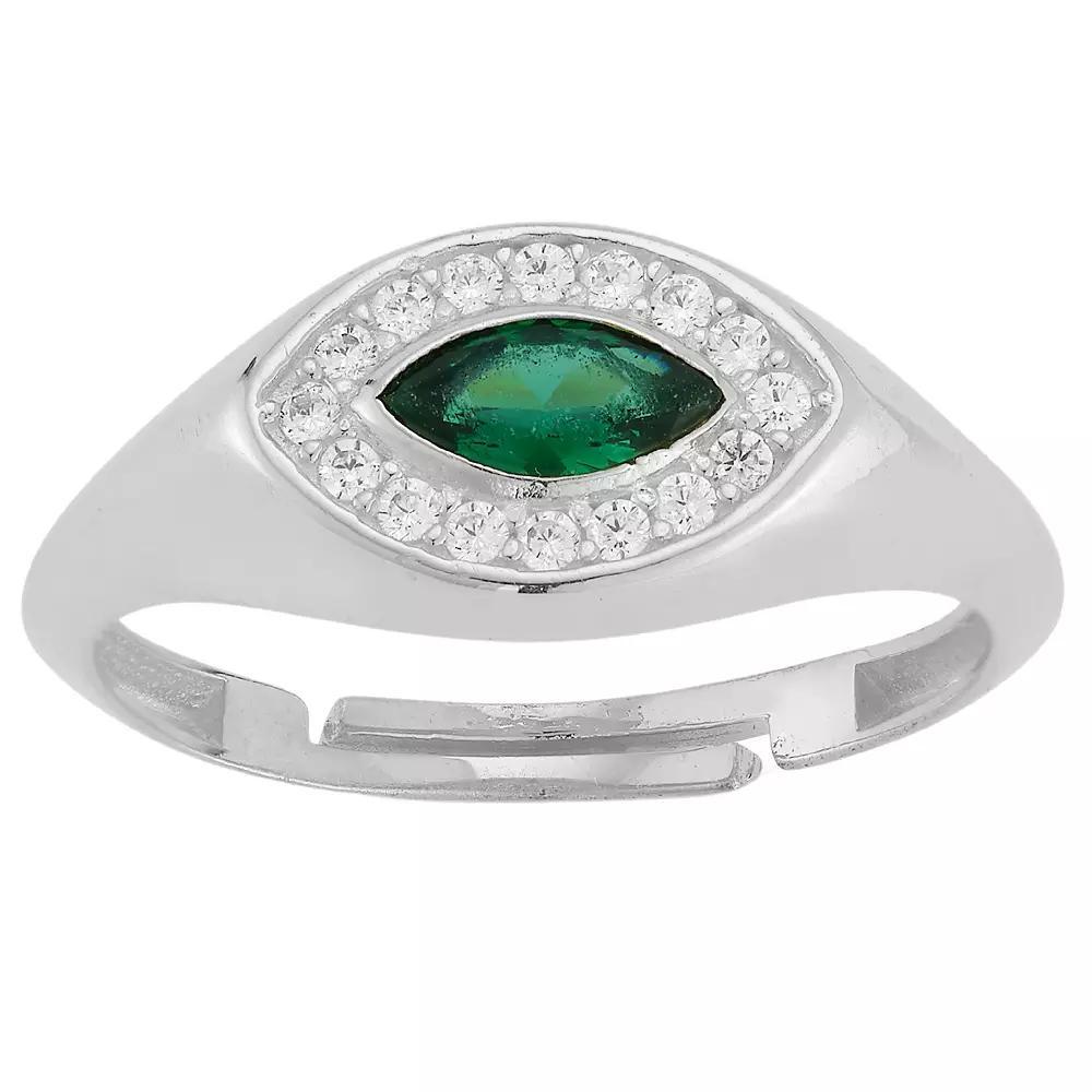 Sunkissed Sterling Sterling Silver Green & Clear Cubic Zirconia Eye Ring, Women's, Size: 7, Silver Tone Product Image