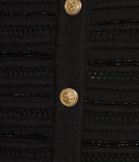 Sam Edelman Beaded Button Banded Long Sleeve Cropped Cardigan Product Image