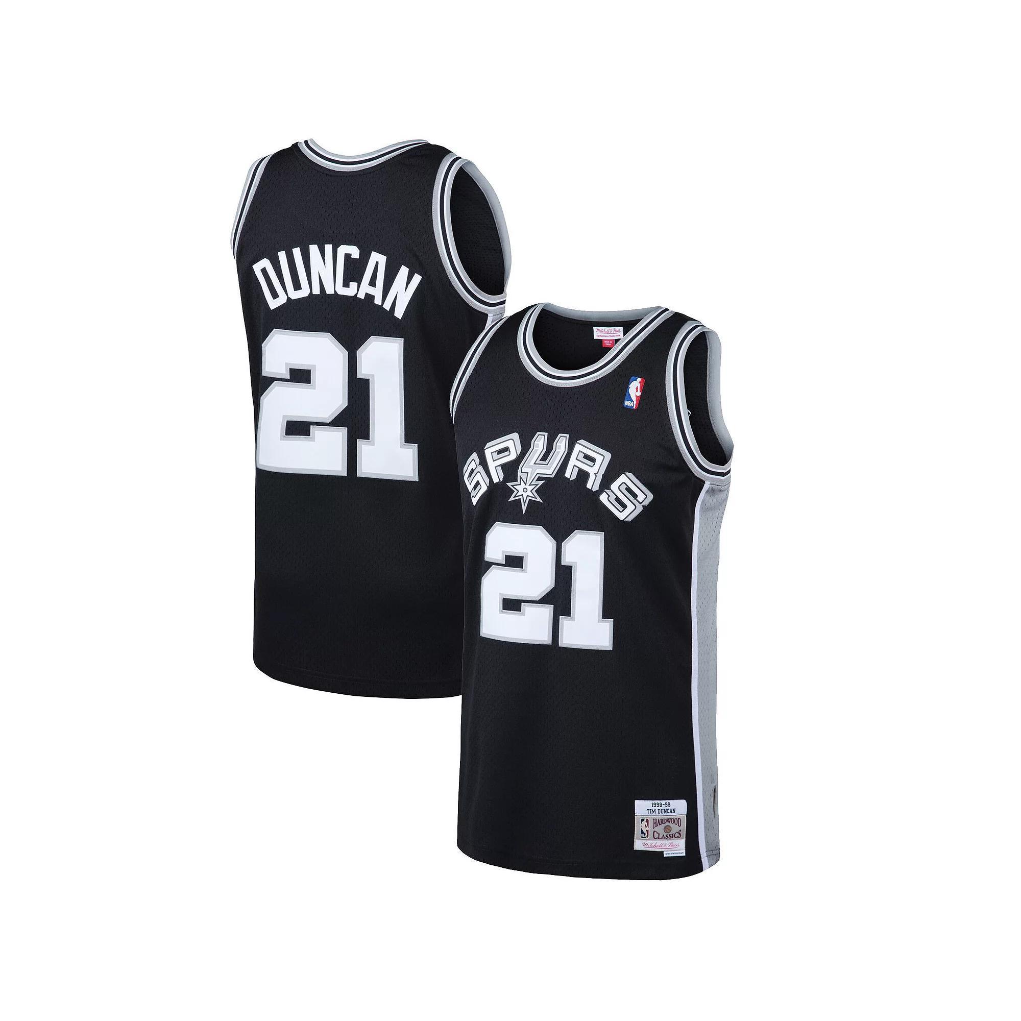 Men's Mitchell & Ness Tim Duncan Black San Antonio Spurs 1998-99 Hardwood Classics Swingman Jersey, Size: Medium Product Image