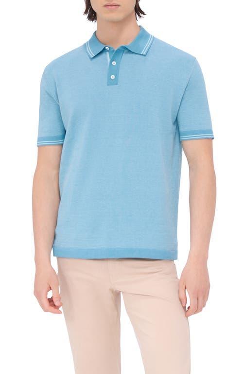 BUGATCHI Men's 3-button Polo Sweater In Dusty Blue Product Image